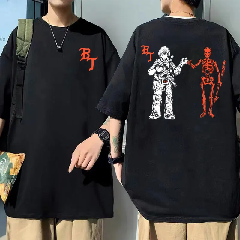 

Forward Observations Group Printed Tshirt Skeleton Graphic T-shirts Men's Gothic Oversized Tees Short Sleeve Vintage Streetwear