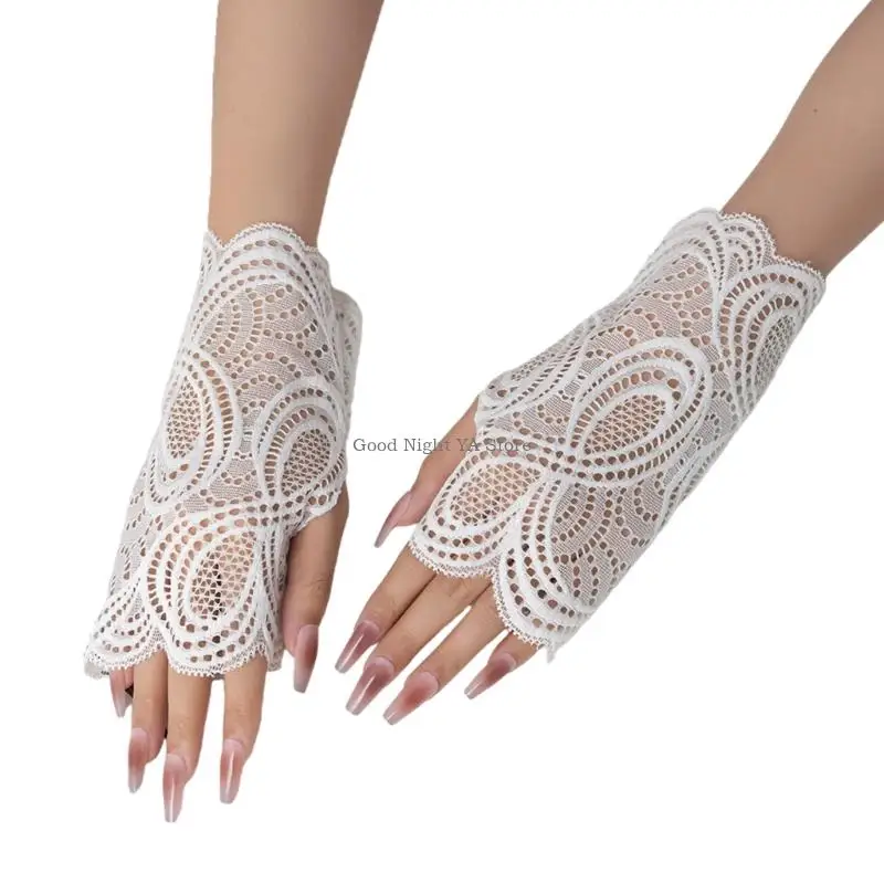 

Fashionable Hollowed Lace Sleeves Detachable Cuffs Gloves Hand Cover Breathable Arm Decorative Accessory For Women Wear