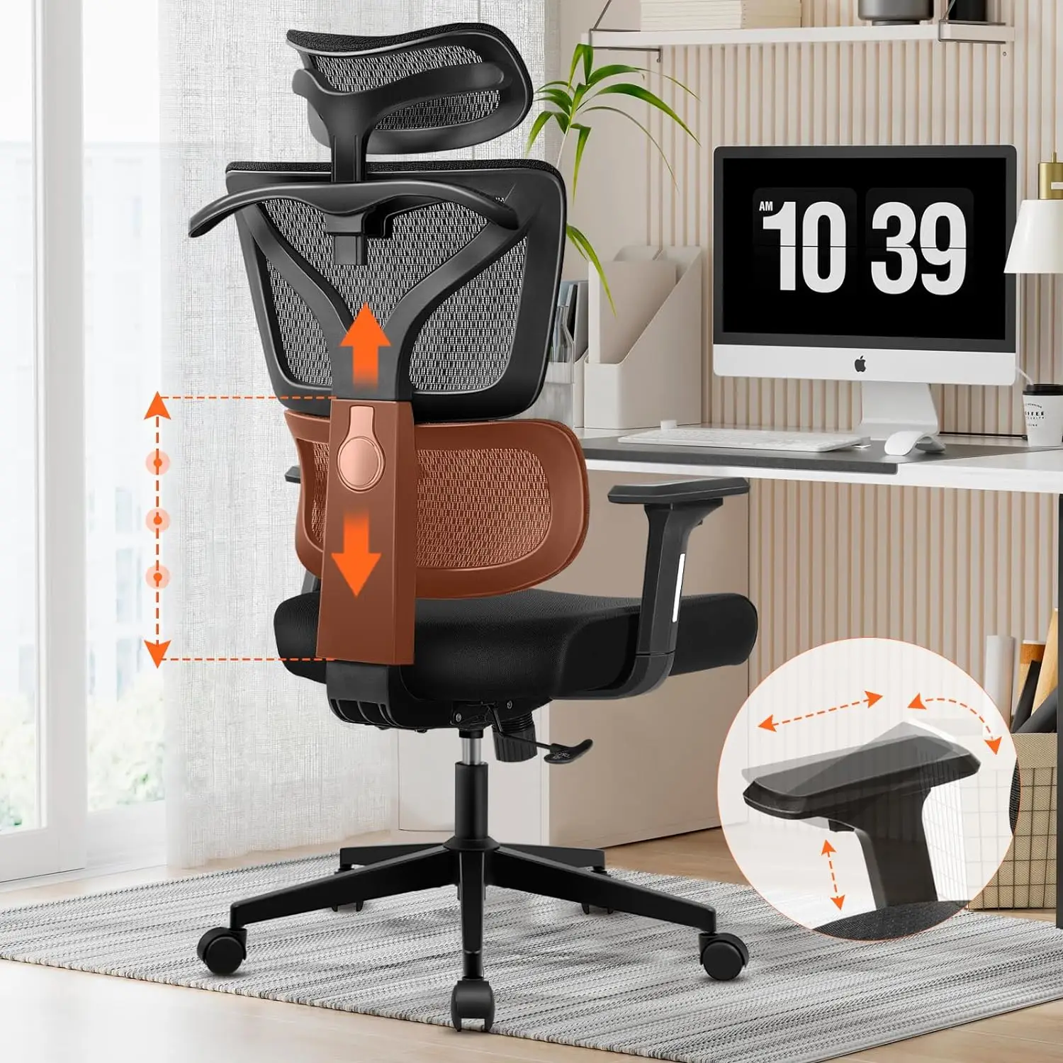 

Office Chair Ergonomic Computer Desk Chair Upgrade Adjustable Lumbar Support, Breathable Mesh Gaming Chair with 3D Arms and Head