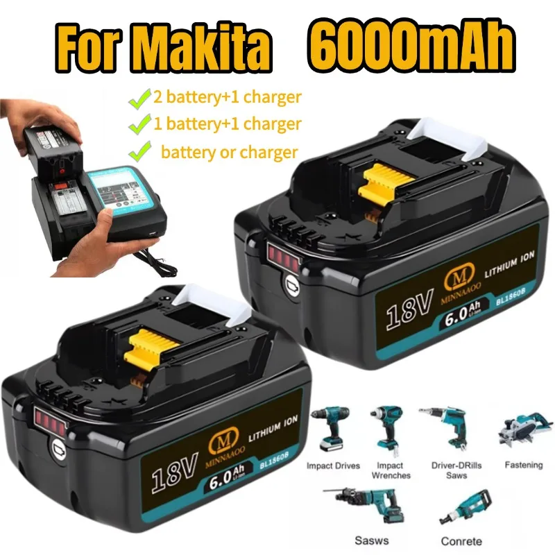 

Оригинальный аккумулятор Makita 18 В 6000 мАч 6 Ач, для Makita BL1830B BL1840B BL1850B Электрические инструменты для быстрой зарядки