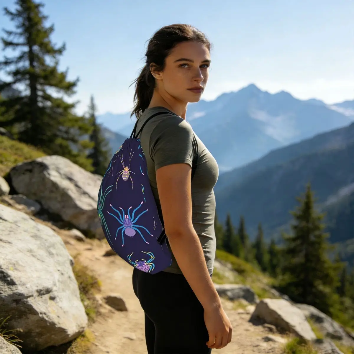 Vibrant Colorful Spider And Web Pattern Backpacks Multi-function Drawstring Bags Sports Bag Book Bags for Man Woman Students
