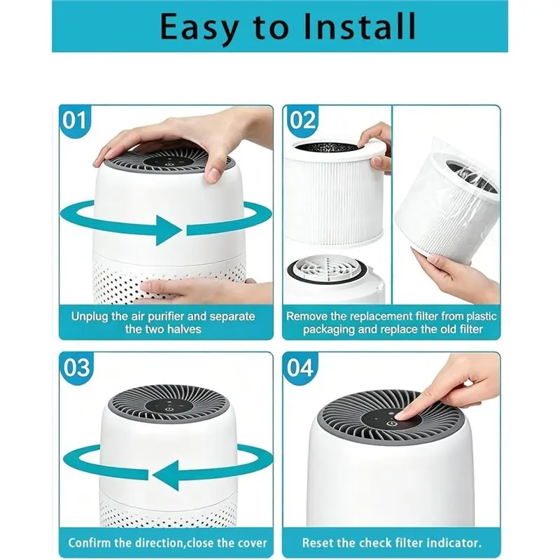A52Q-H13 Echter HEPA-Luftfilter, 3-in-1-Ersatzfilter für Levoit Core Mini-RF Luftreiniger (1 Filter, 6 Aromapads, 1 Bürste) – Detail 3