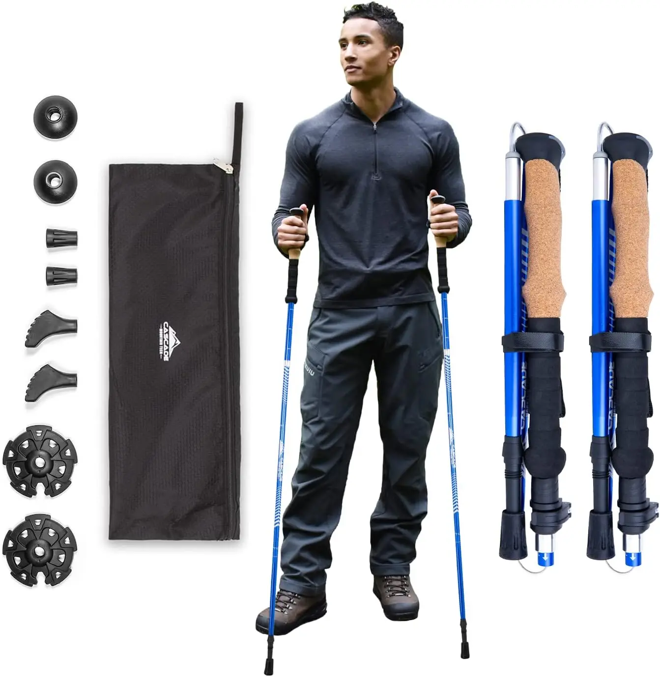 

Lightweight Aluminum Trekking Poles with Cork Grip, Quick Lock & Portable Design for Hiking Adventures