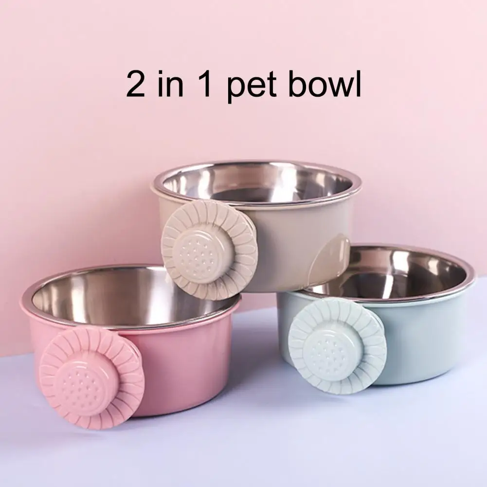 Pet Feeding Bowl Hanging Anti-Spill 2-in-1 Pet Bowl Set Detachable Puppy Water Feeder Can Be Fixed On The Cage Pets Supplies