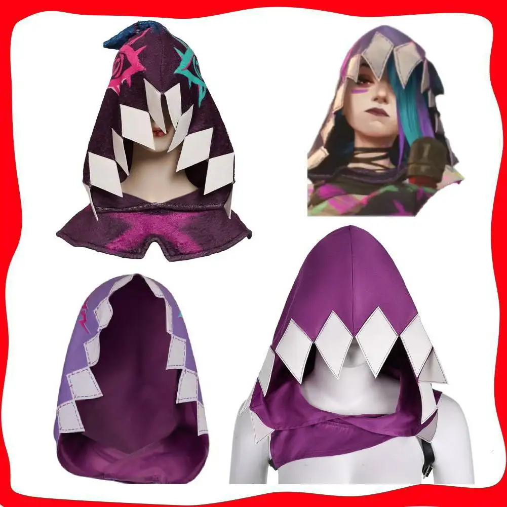 Game LOL Arcane Jinx Cosplay Costume Hat Disguise Accessories for Adult Women Roleplay Headwear Female Hoodd Dress Up Halloween