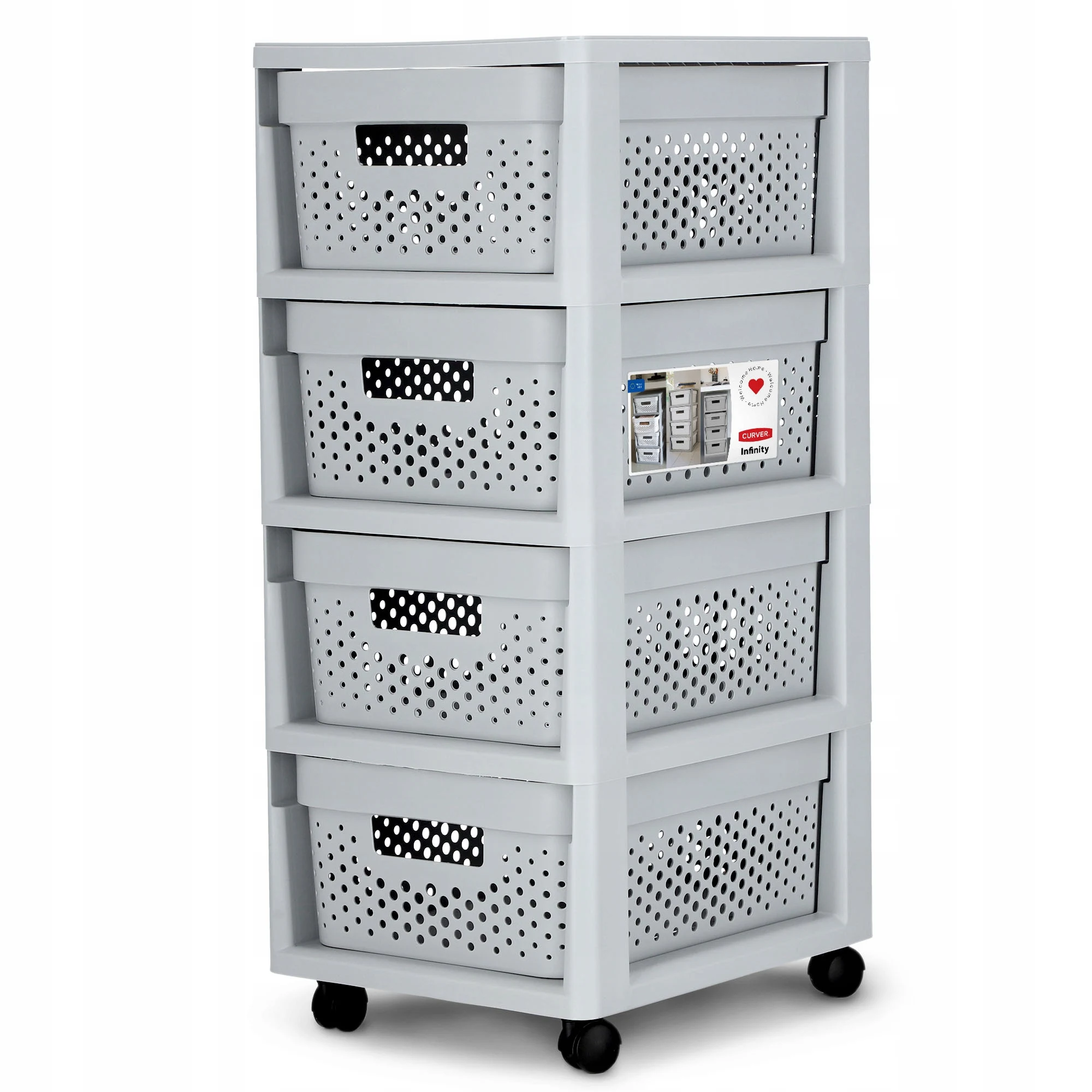 CURVER Bücherregal mit 4 Schubladen, 4 x 11 L