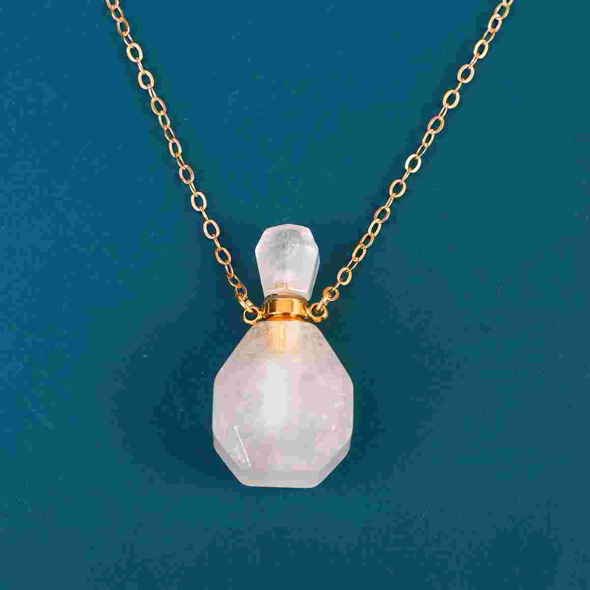 

10pcs Natural Crystal Wishing Bottle Essential Oil Diffuser Necklace Perfume Container Pendant Jewelry Decor for Women