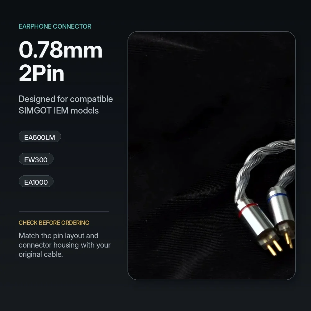 Graphene Silver-Plated OCC Upgrade Cable for SIMGOT EA500LM EW300