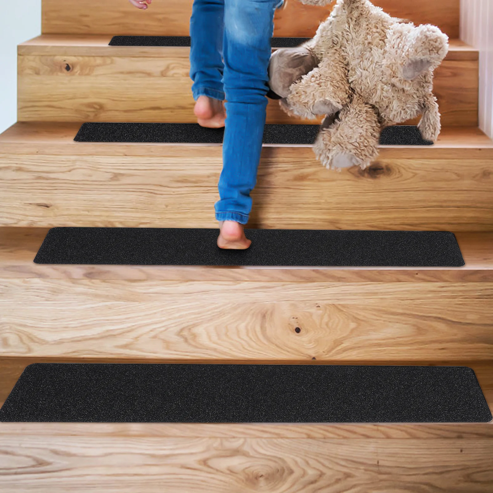 

5pcs Anti Slip Strips Wear Resistant Easy Stick Noise Reduction Treads For Indoor Outdoor Stair Pads Carpet Treads Skateboard