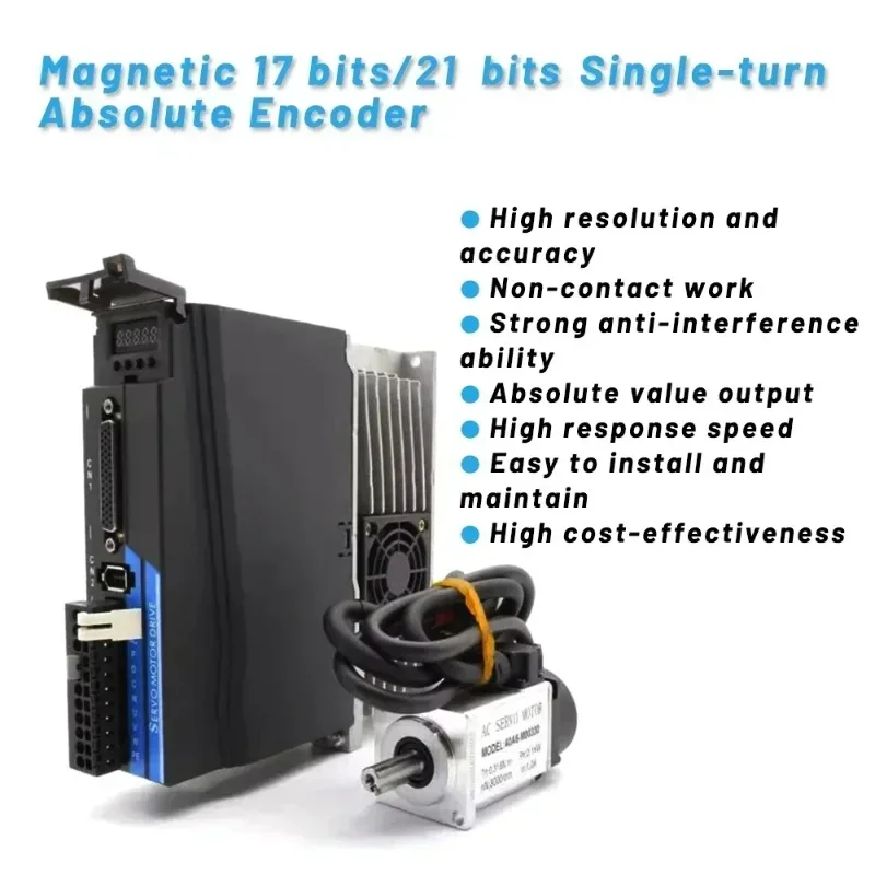 0.1KW-1KW AC Servo Motor Driver Kit EtherCAT CANopen Magnetic  Encoder 220V Servo 400W 750W 1KW 40/60/80mm Servomotor
