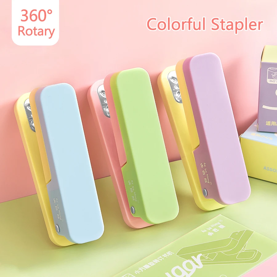 Rotary Stapler Compatible with 24/6 Staples Durable Stapler Manual Tool for Office Paper Binding