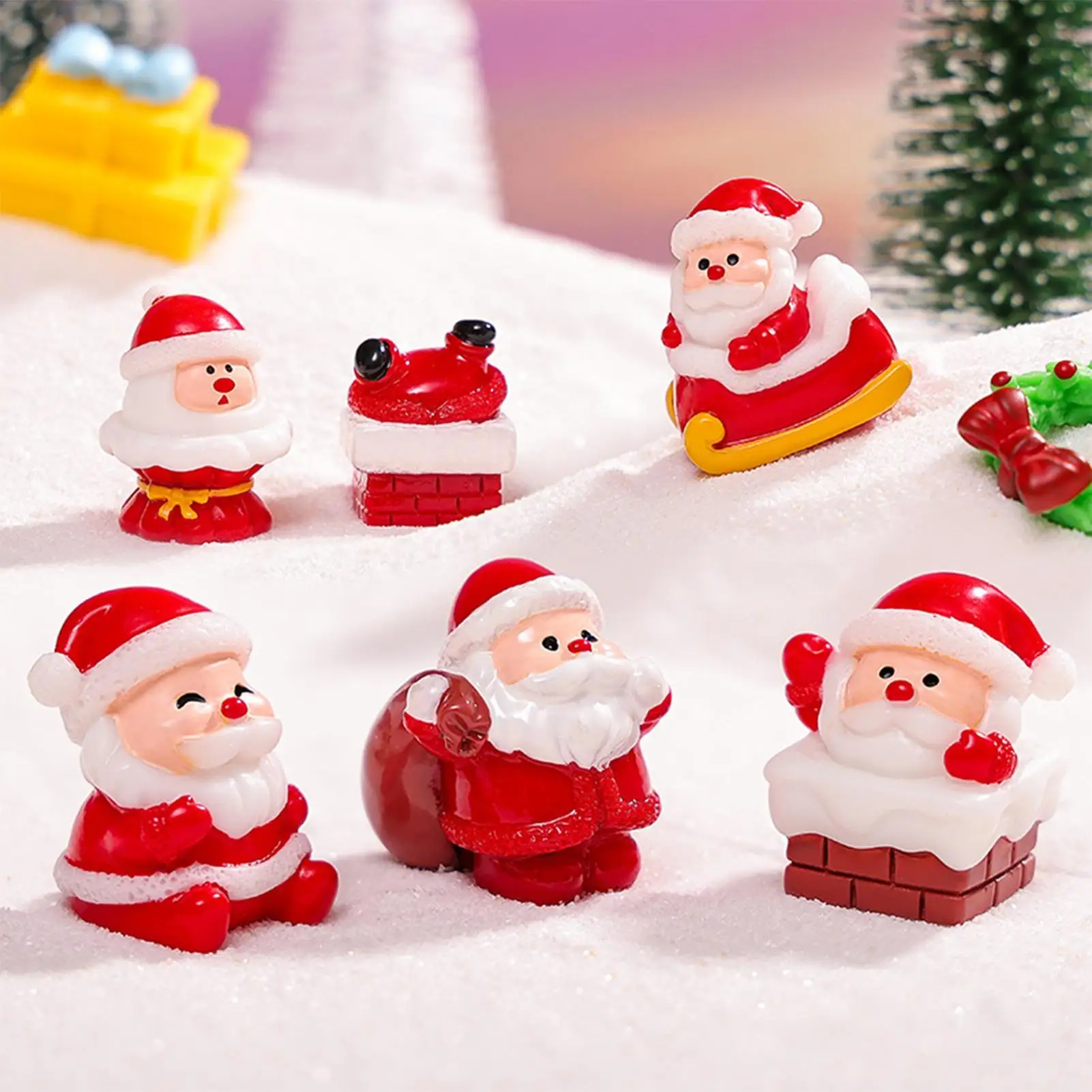 Small Santa Statue Miniature Tabletop Christmas Decor Collectible Santa Claus Ornament For Bedside Shelf Kitchen Dining Table