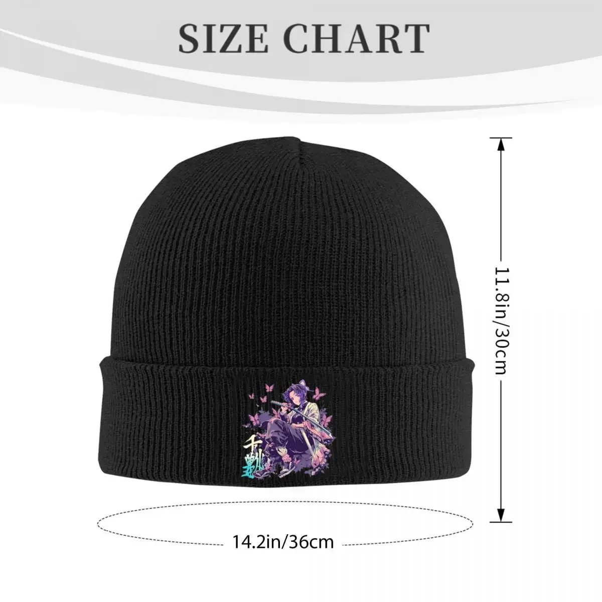 Shinobu Kocho Sticker Design Knitted Hat Beanies Autumn Winter Hat Warm New Demon Slayer Caps for Men Women