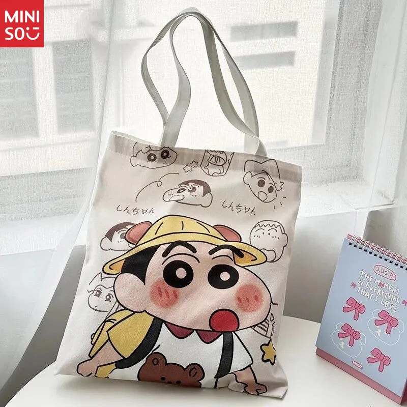 حقيبة قماش مينيسو تلوين شين تشان، حقيبة كبيرة للمدرسة والاستخدام اليومي #4