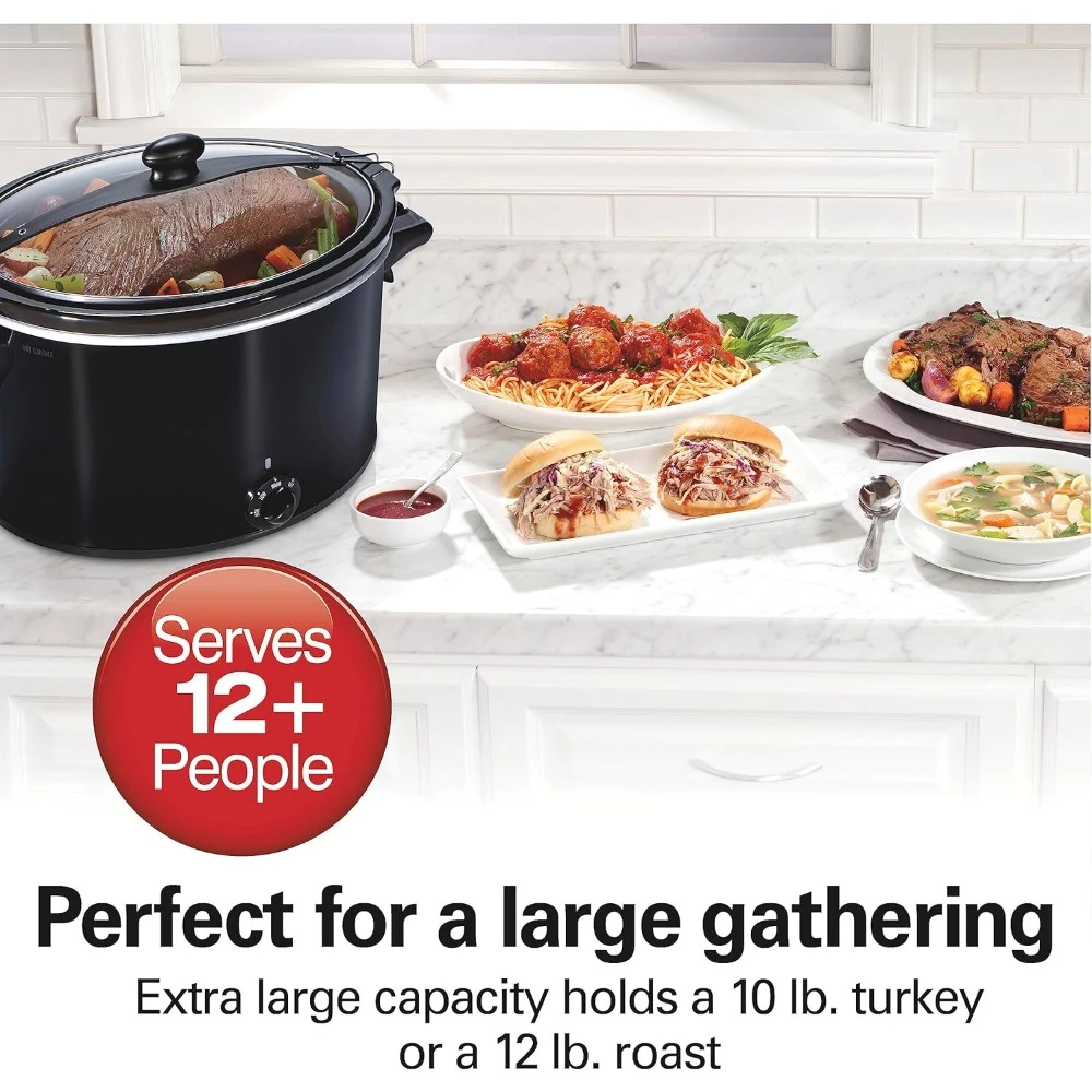 10 Quart Slow Cooker with Lid Lock, Dishwasher Safe Crock, Portable Slow Cooker