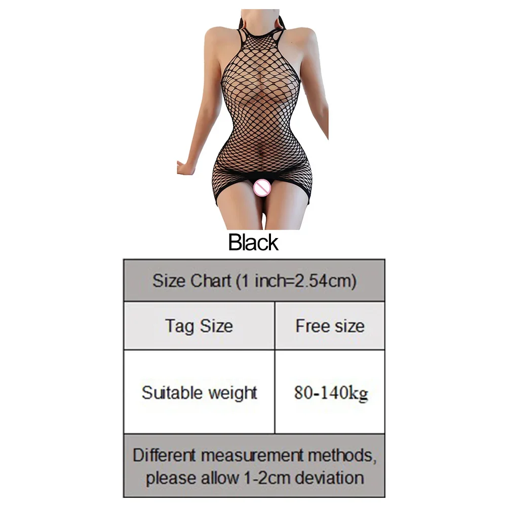 สตรีเซ็กซี่ชุดชั้นในกลวงดูผ่านตาข่ายเซ็กซี่บางเชือกแขวนคอคอกระโปรงสั้น