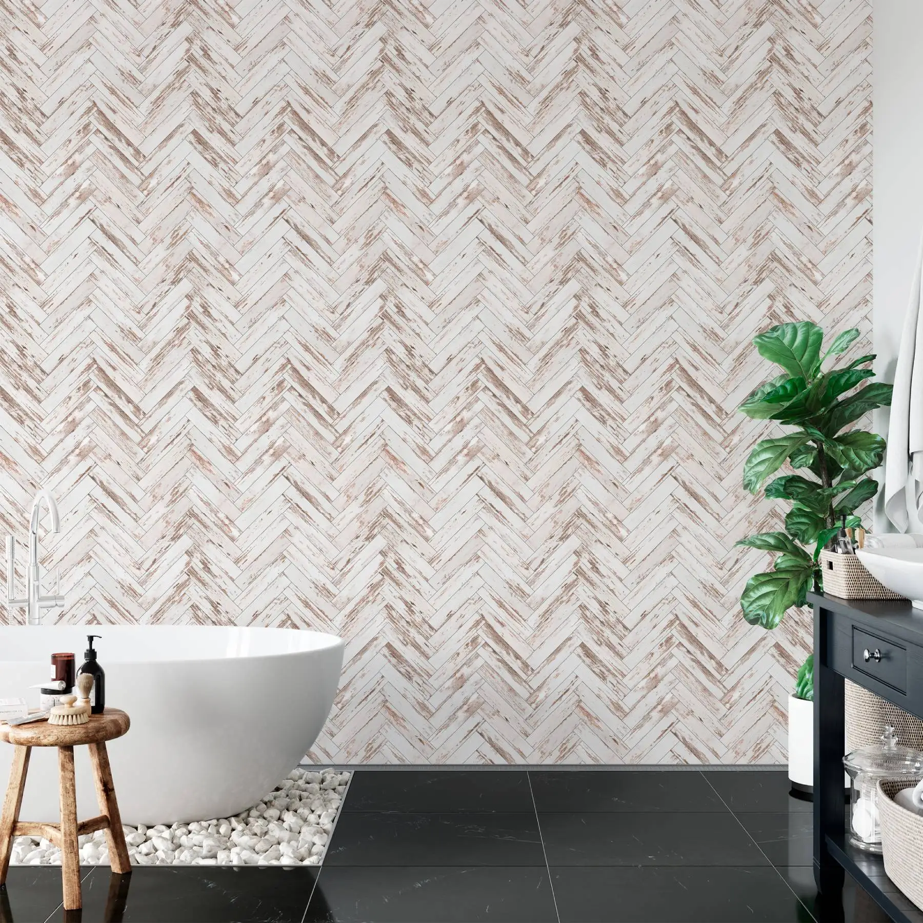 White Wood Peel and Stick Wallpaper Rustic Removable Contact Paper Herringbone Wood Boards Plank Self Adhesive Wall Paper