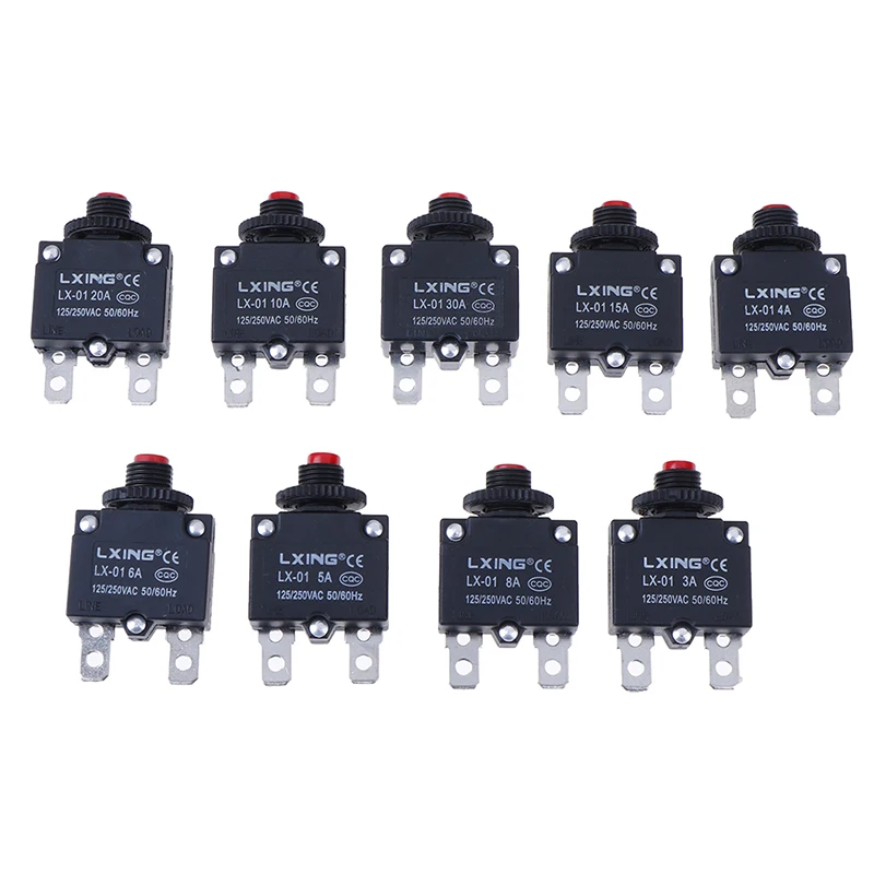 3/4/5/6/8/10/15/20/30A Circuit Breaker Overload Protector Switch Fuse Thermal Switch Overload Protector Push Button