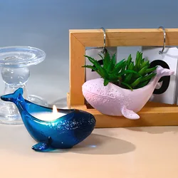 New 3D whale succulent plant flowerpot epoxy resin silicone mold marine animal whale candle cup concrete cement gypsum molds