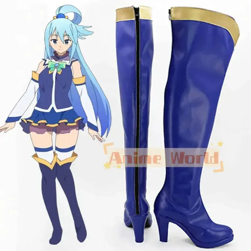 

New Aqua Blue Shoes Cosplay Boots Custom-made Halloween Carnival Party Props XVCFGBSDBVV2025