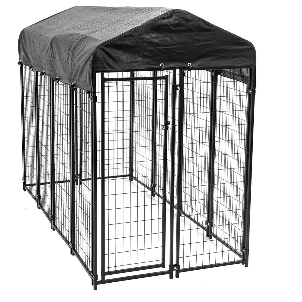 

Uptown Series Black Steel Dog Kennel Playpen, 8ft x 4ft x 6ft Outdoor Enclosure