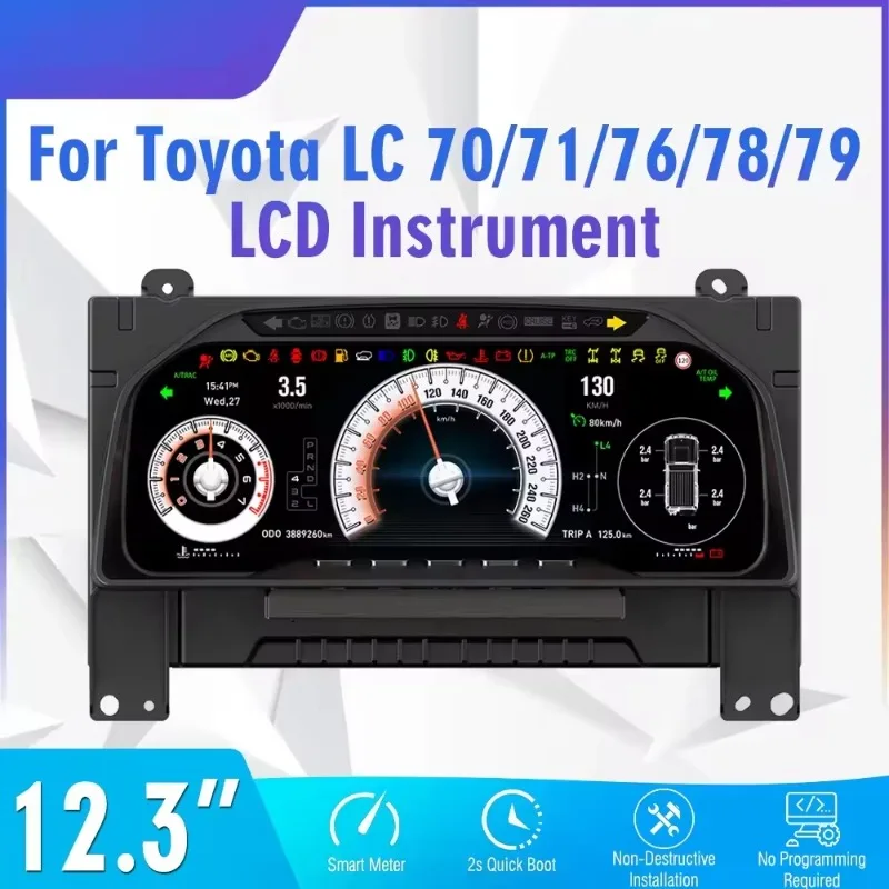 New Upgrade 12.3'' LCD Dashboard Car Digital Cluster Speedometer System for Land Cruiser LC200 2016-2021