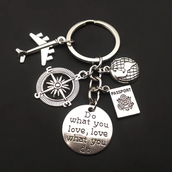 1pc 파일럿 에비에이터 열쇠 고리 비행기 매력 여권 열쇠 고리 Hoilday Key Fob 여행자 보석 졸업 선물 