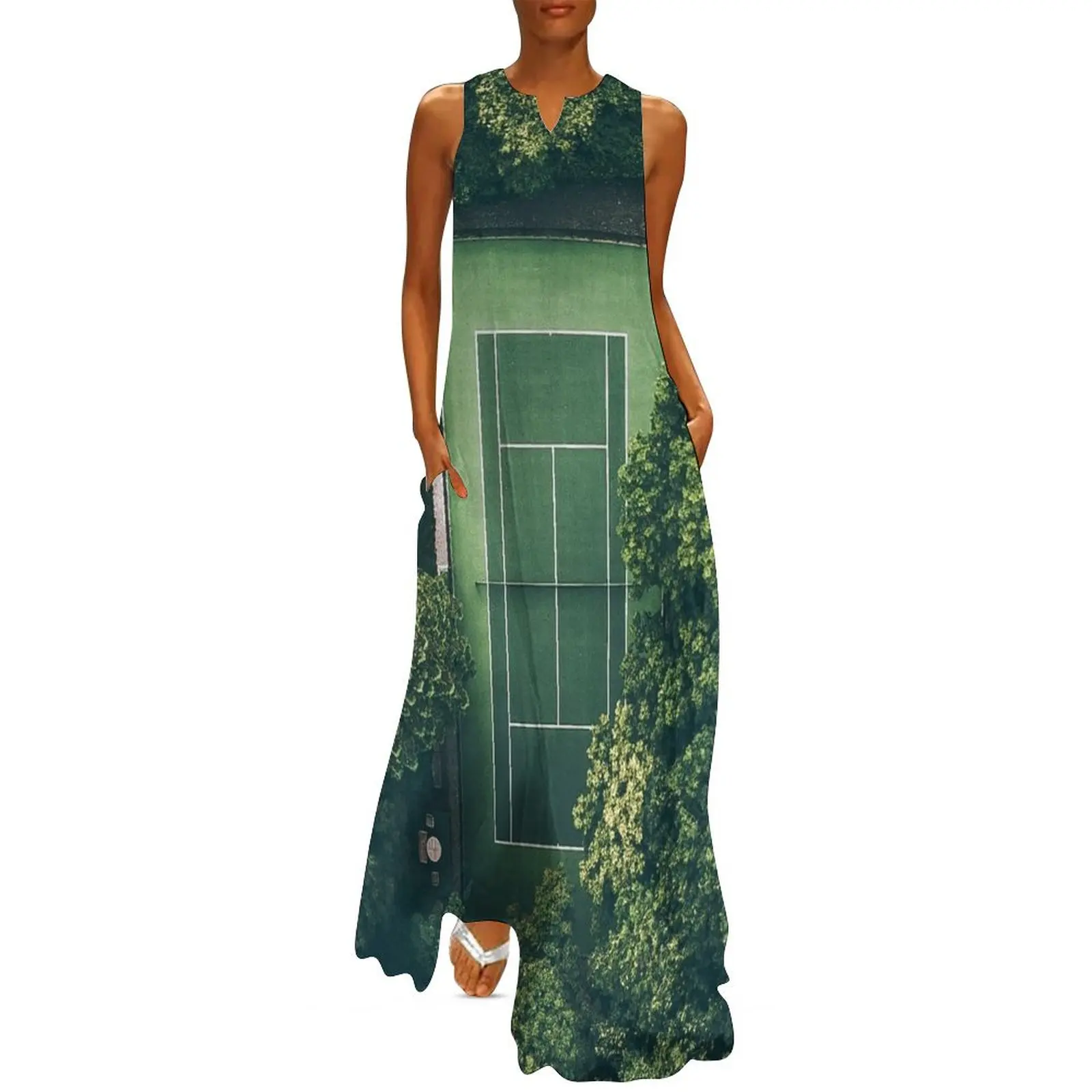 

Tennis Grass Court in Nature Sports Photography Long Dress women's summer dresses 2025 elegant women's dresses sale Dress