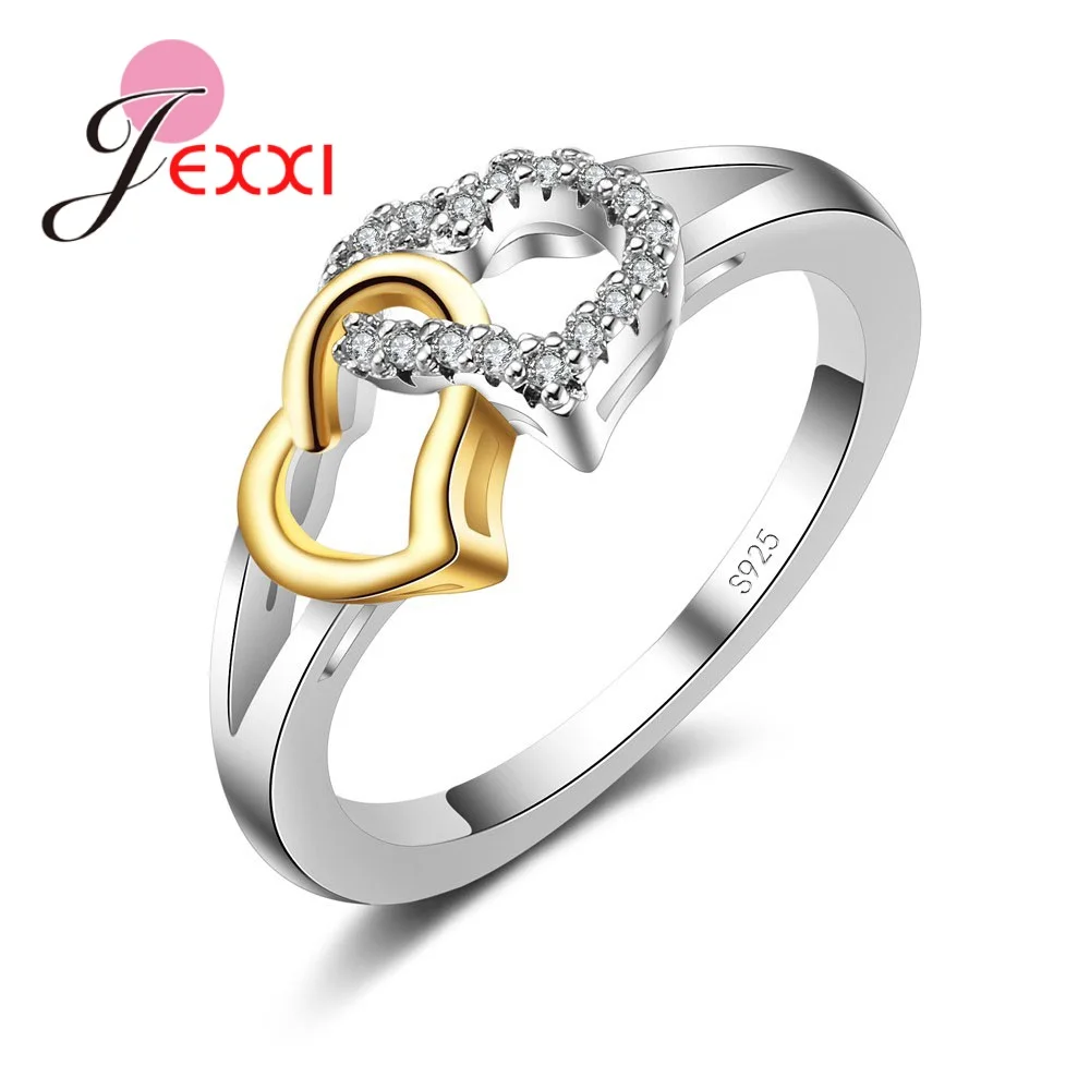 Attractive Design Hot Sale High Quality Minimalism Sweet Heart 925 Sterling Silver Color Ring For Women Wedding Fashion Jewelry