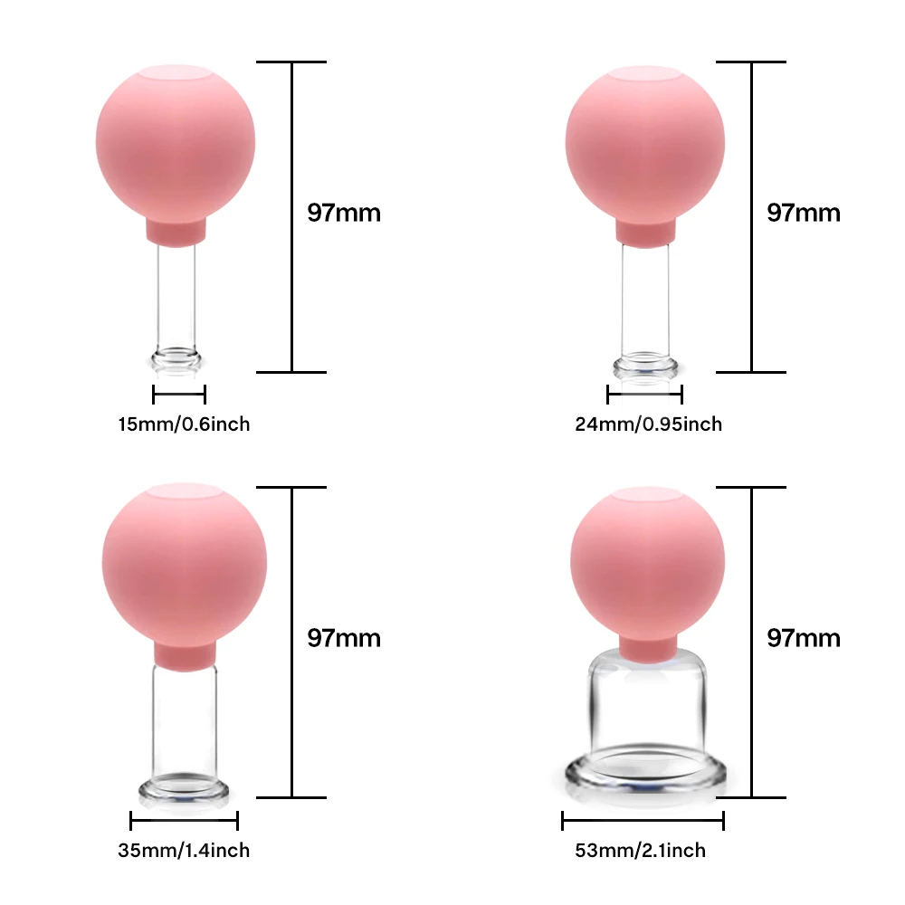 Rubber Massage Body Cups with Glass Vacuum Suction Cans Anti-Cellulite Facial Skin Lifting Massager for Face - Body Care Tool