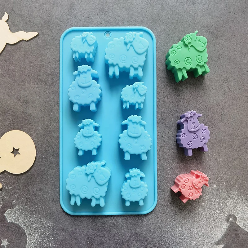1 Stück 8 Löcher Silikonform Schaf Tierförmige Schokolade DIY Süßigkeiten Keks Gelee Pudding Eiswürfelform Gebäck Backwerkzeuge