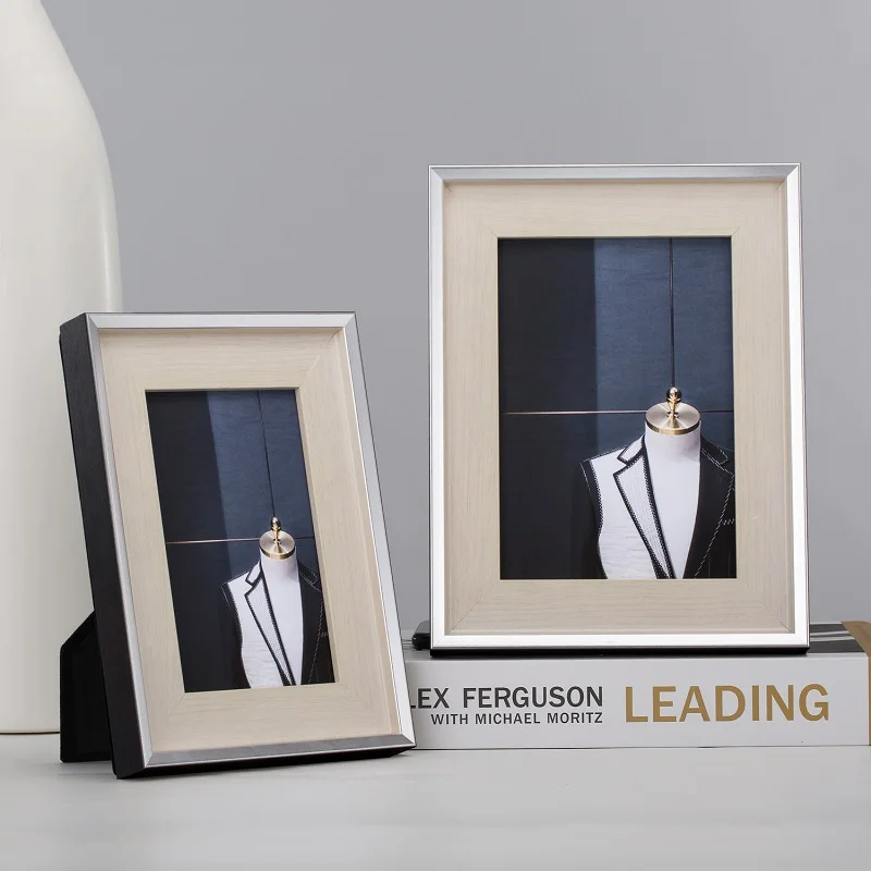 

Premium Decorative Solid Wood Photo Frame Silver Gray Rectangle Modern Minimalist Frame for Stylish Home Décor Picture frame