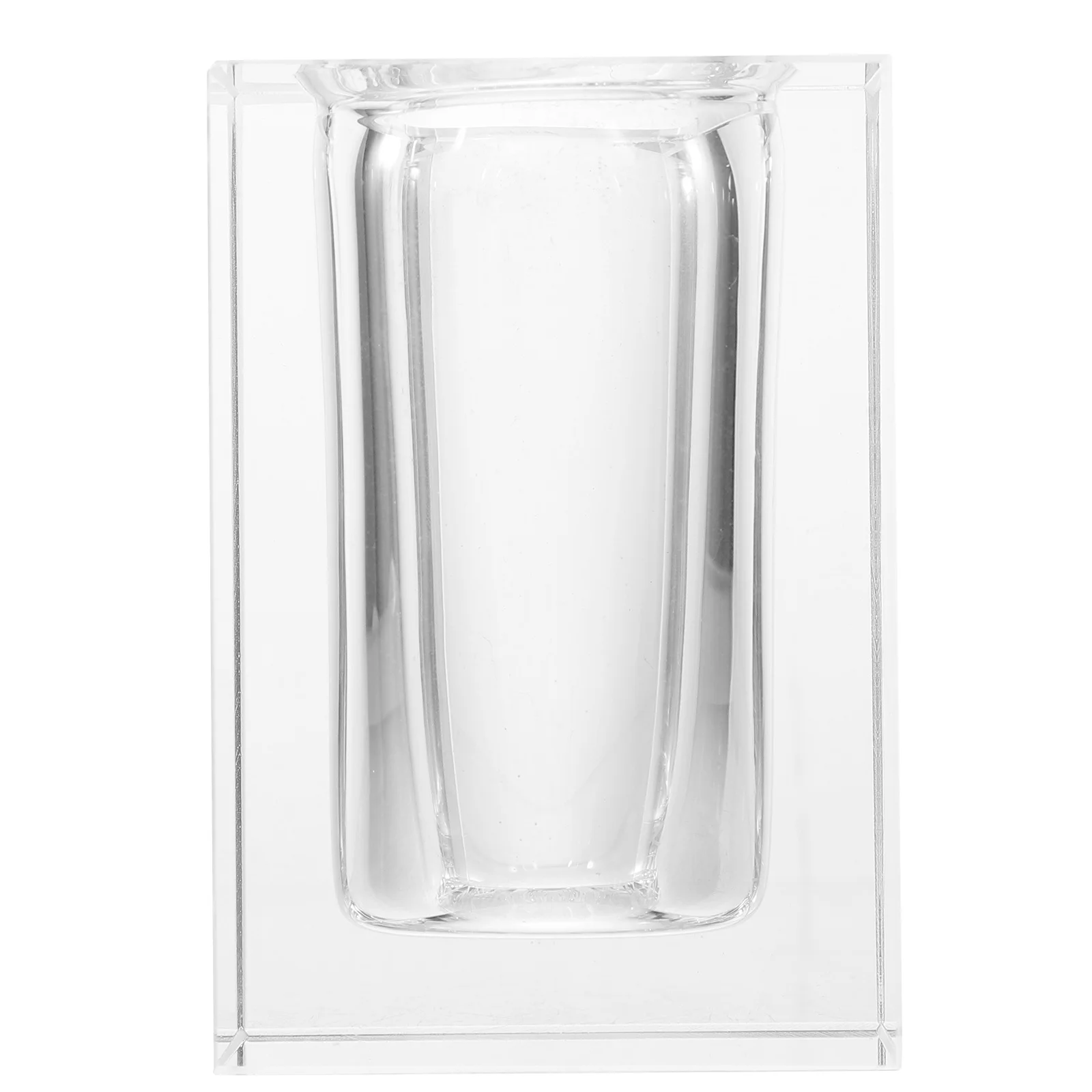 حامل قلم أكريليك أبيض كريستال منظم فرش الماكياج قلم رصاص تخزين حديث شكل هندسي مكتب الحمام مكتب الغرور