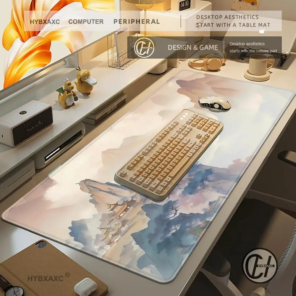 mountain landscape Ink Painting Desk Mat Gamer Mousepad Company Office accessorie Large HYBXAXC Chinese Style teclado Mouse Pad