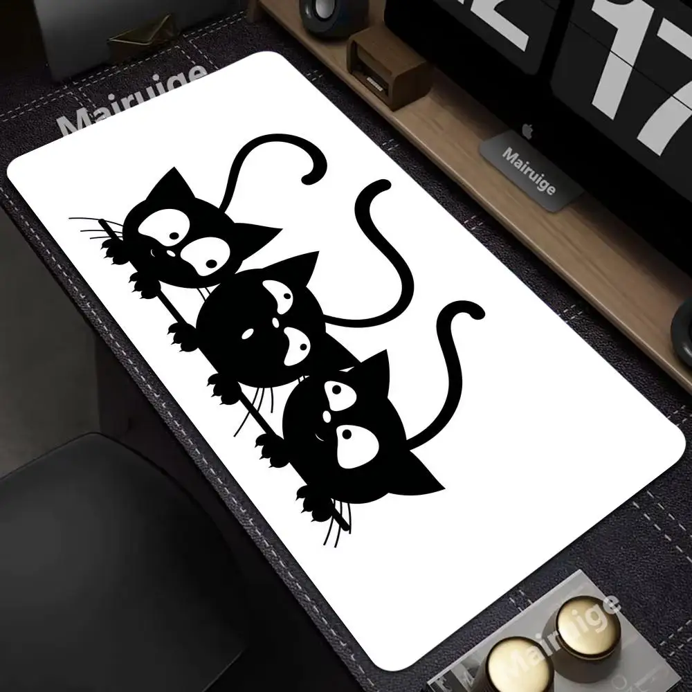 

Большой милый коврик для мыши Kawaii Black Cat Kitten, игровой коврик для клавиатуры XxL, аксессуары для компьютеров, 400x900 мм, настольные коврики, офисные ковровые коврики