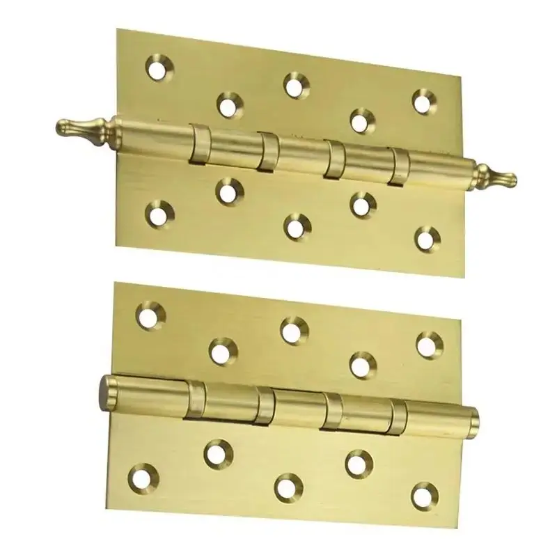 

High-end 3PCS 4''/5'' Solid Brass Heavy Door Hinges Flat/Crown Head 3mm Thicken Gate Door Hinges Bearing Silent Hinges w Screws