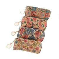 Cajas para gafas de viaje portátiles con estampado Floral de hojas de cuero de corcho, 6 uds.