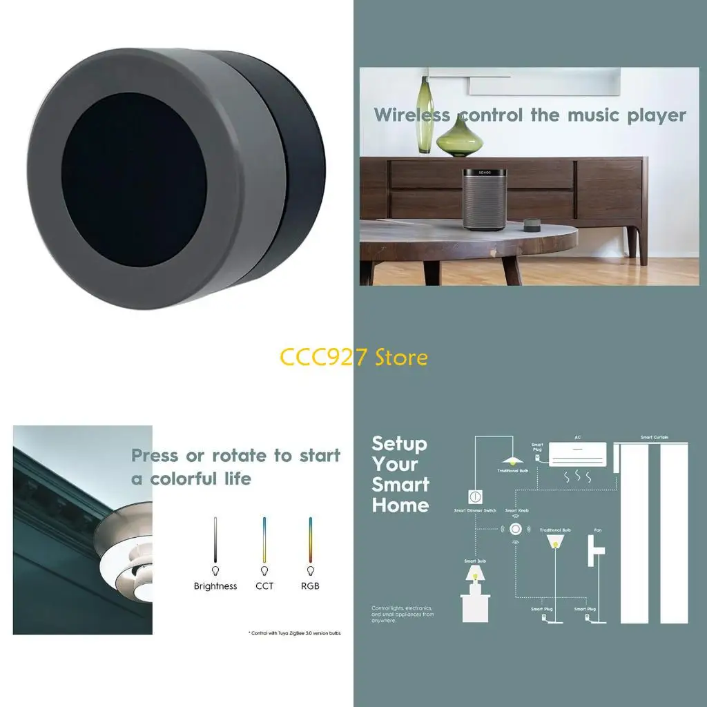 

B03F Zigbee Wireless Switch Button Controller for Smart Knob Automation Tuya App Cont