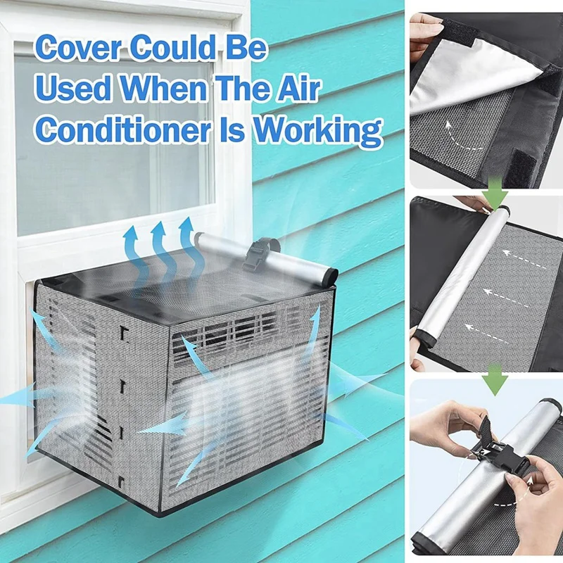 Window Air Conditioner Cover For Outside, Waterproof Outside Window Ac Cover, Ventilated Mesh Window Ac Unit Cover