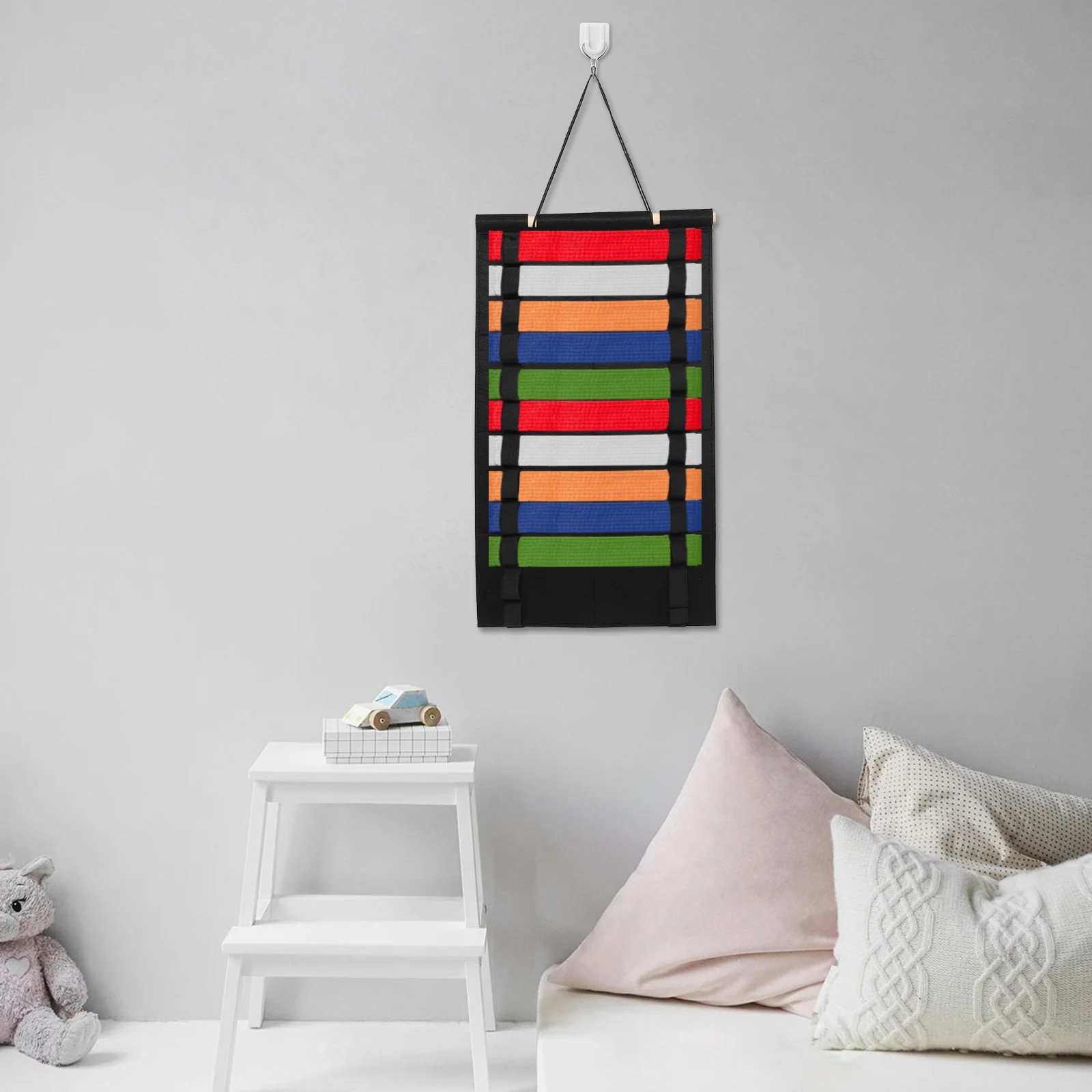 

Belt Display Stand Hanger Rack for Karate Sword Holder Headband Felt Black Buckle Floor Standing Lightweight Compact SpaceSaving