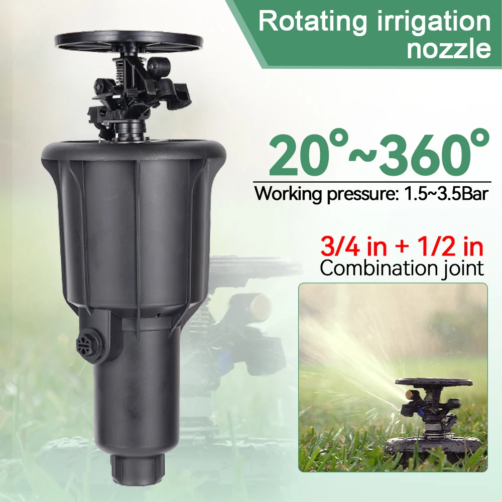 

Inlet 1/2 3/4 inch Integrated Sprinkler 360 Degree Rotate Watering Pop Up Rocker Rotary Spray Head Garden Water Irrigation