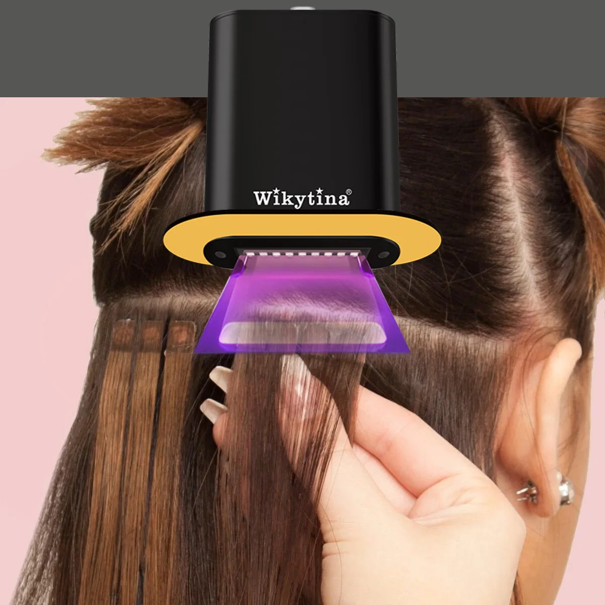 Ferramenta de extensão de cabelo WIKYTINA V Light com tecnologia de luz UV, máquina de extensão de cabelo e isqueiro de cura para cabelo humano