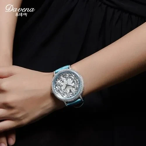 ¡Oferta! Davena-Reloj de cristal para mujer, pulsera de cuero, sin caja, para regalo