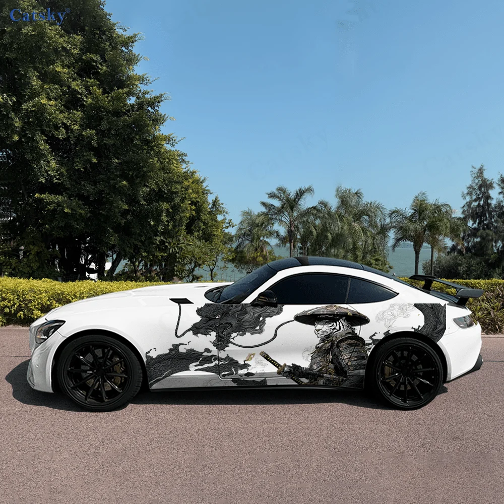 

Боковая наклейка автомобиля «Тигр Дракон», самоводонепроницаемая палочка из ПВХ, яркие внешние аксессуары для автомобиля, декор, защитный подарок для любителей автомобилей