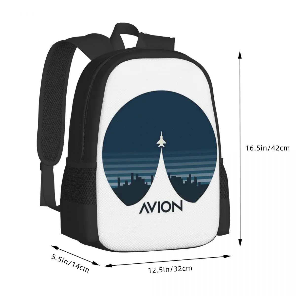 Aviation Fighter Aircraft Above The City Student Backpack School Bag Hiking Travel Daypack for Fashion Bookbag Shoulder Bags
