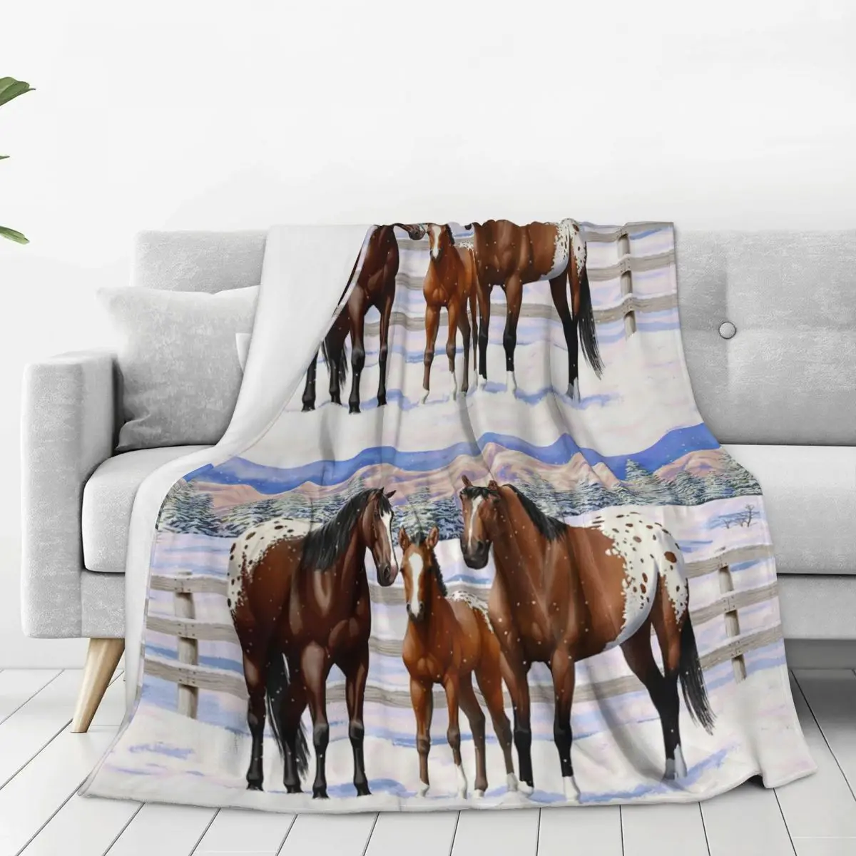 Bay Appaloosa Quarter Horses In Winter Sn Blankets Fleece Breathable Throw Blankets Throw Blanket For Couch Throws Bedspread