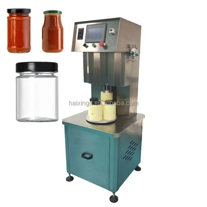 Best Seller Peanut Butter Ketchup Mayonnaise Glass Jars Vacuum Capping Machine Four Workstation Table Top Bottle Capping Machine