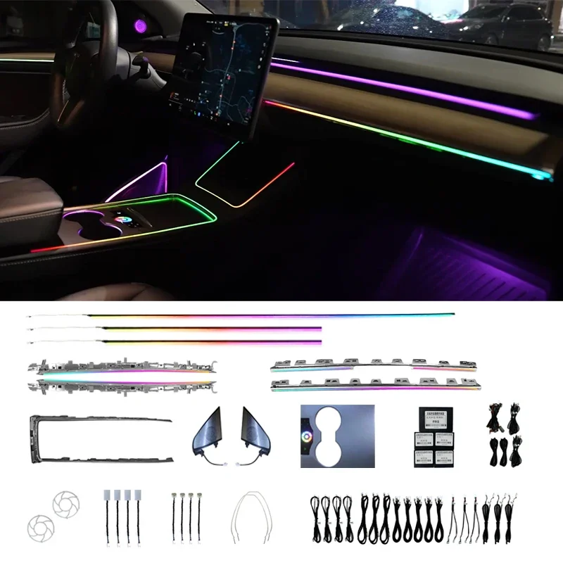 For Tesla 3/Y Application Remote Control Dream Color Ambient Light Advanced Interior Ambient Light