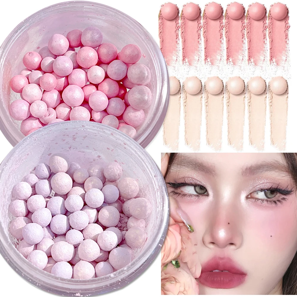 Unique Highlight Pearl Blush Ball Glitter Highlighter Brightening Powder Rouge Blusher Waterproof Lasting Face Body Shiny Makeup