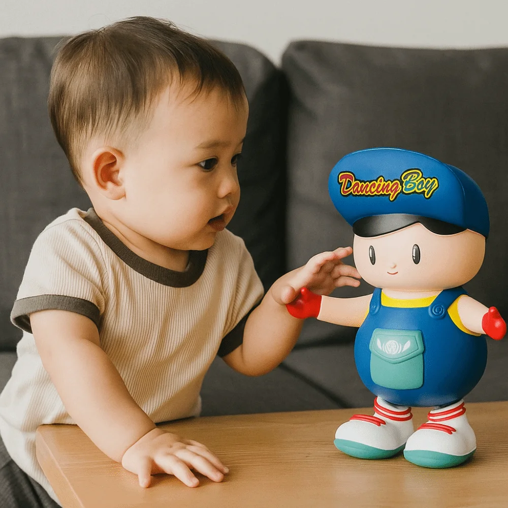 مضحك LED الرقص الصبي تمثال البلاستيك الموسيقى الرقص سوينغ الصبي الحرفية ديكور محاكاة الكهربائية الصبي سطح المكتب زخرفة